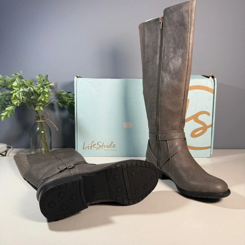 LifeStride Xtrovert Gray‎ Water Resistant Tall Riding Boots Size 6.5M